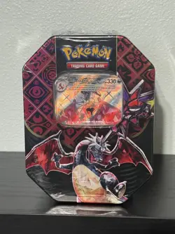 Pokemon TCG Paldean Fates Tin Shiny Charizard ex Sealed: 4 Booster Packs & Promo - Image 1