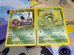 Pokemon TCG 1st Edition Butterfree 33/64 Jungle Uncommon LP + Caterpie LC 69/110 - Image 1