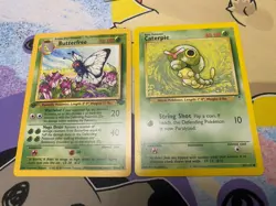 Pokemon TCG 1st Edition Butterfree 33/64 Jungle Uncommon LP + Caterpie LC 69/110 - Image 2