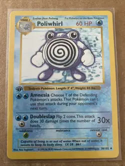 Pokemon TCG Poliwhirl Base Set 38/102 1st Edition Never Played Near Mint - Image 1