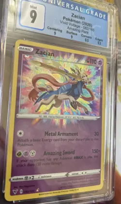 CGC 9 Zacian Amazing Rare 082/185 Swsh04: Vivid Voltage Holo Mint Pokemon TCG - Image 2