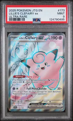 Pokemon TCG Lillie's Clefairy EX 173/159 Ultra Rare Journey Together PSA 9 MINT - Image 1