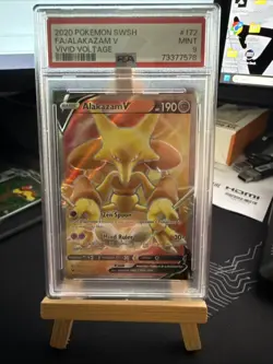 2020 POKEMON SWORD & SHIELD VIVID VOLTAGE #172 FULL ART ALAKAZAM V PSA 9 MINT - Image 1