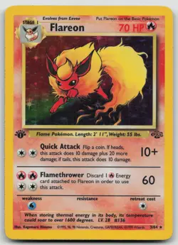 Pokemon Jungle 1st Edition Rare Holo Flareon Card 3/64 MP #2 - Image 1