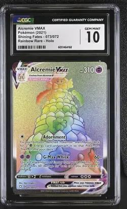 CGC 10 ALCREMIE VMAX 073 SHINING FATES SECRET RAINBOW RARE POKEMON - Image 1