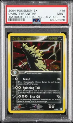 2004 POKEMON EX TEAM ROCKET RETURNS #19 DARK TYRANITAR-REVERSE FOIL PSA 9 - Image 1