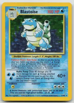 1999 Pokemon TCG Base Set Blastoise #2/102 MP #2 - Image 1