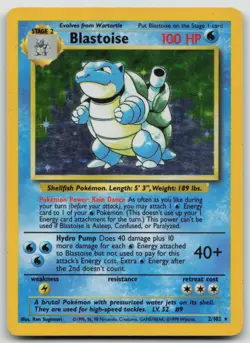 1999 Pokemon TCG Base Set Blastoise #2/102 MP #1 - Image 1