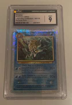 2002 Pokemon Legendary Collection #58 Omastar Reverse Foil CGC 9 Mint PSA - Image 1