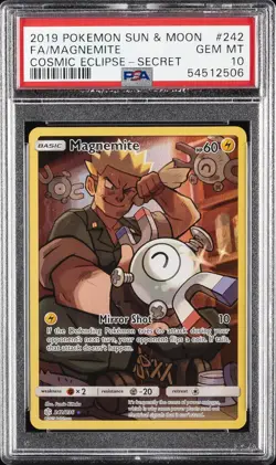 2019 POKEMON SUN & MOON COSMIC ECLIPSE SECRET #242 FULL ART/MAGNEMITE PSA 10 - Image 1
