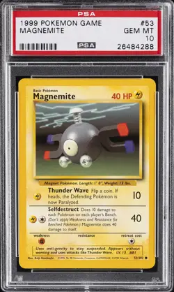 1999 POKEMON GAME #53 MAGNEMITE PSA 10 - Image 1