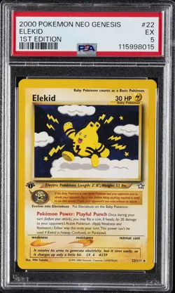 2000 POKEMON NEO GENESIS 1ST ED #22 ELEKID PSA 5 - Image 1
