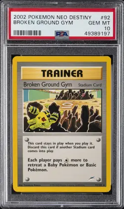 2002 POKEMON NEO DESTINY #92 BROKEN GROUND GYM PSA 10 - Image 1