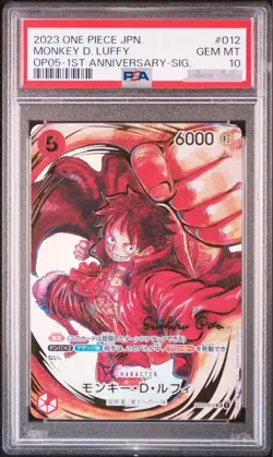 One Piece Card Luffy OP05 1st Anniversary Signature Oda PSA 10 - Image 1
