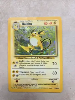 Pokemon TCG Raichu Base Set Holo Rare Card 14/102 Vintage - Image 1