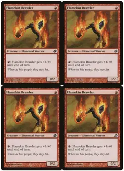 MTG Flamekin Brawler x4 Duel Decks: Jace vs. Chandra Common LP Playset - Image 1