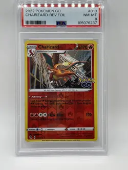 Pokemon Charizard PSA 8 NM-Mint 010/078 2022 Pokemon GO Reverse Holo - Image 1