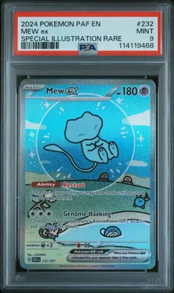 2024 POKEMON PAF EN-PALDEAN FATES SPECIAL ILLUSTRATION RARE #232 MEW EX PSA 9 - Image 1