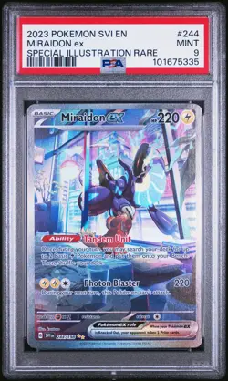 2023 POKEMON SVI EN-SCARLET & VIOLET SPECIAL ILLUSTRATION RARE MIRAIDON EX PSA 9 - Image 1