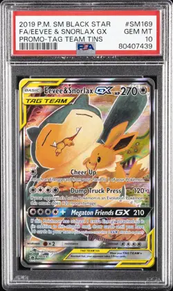 2019 POKEMON SM BLACK STAR PROMO #SM169 FULL ART/EEVEE & SNORLAX GX PSA 10 - Image 1