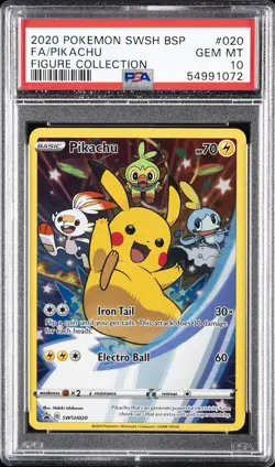 2020 POKEMON SWSH BLACK STAR PROMO FIGURE COLL #020 FULL ART/PIKACHU PSA 10 - Image 1