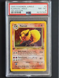 1999 POKEMON JUNGLE 1ST EDITION #3 FLAREON-HOLO PSA 8 - Image 1