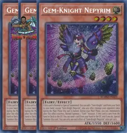 Yugioh! 3x Gem-Knight Nepyrim BLMM-EN021 Secret Rare 1st Ed NM - Image 1