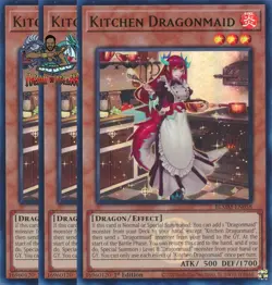 Yugioh! 3x Kitchen Dragonmaid BLMM-EN058 Emblazoned Ultra Rare 1st Ed NM - Image 1