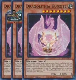 Yugioh! 3x Dragolithia Kunzite ALIN-EN100 Super Rare 1st Ed NM - Image 1