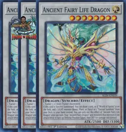 Yugioh! 3x Ancient Fairy Life Dragon ALIN-EN039 Super Rare 1st Ed NM - Image 1