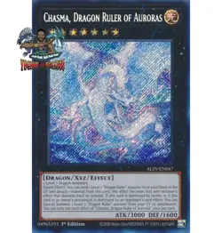 Yugioh! 1x Chasma, Dragon Ruler of Auroras ALIN-EN047 Secret Rare 1st Ed NM - Image 1