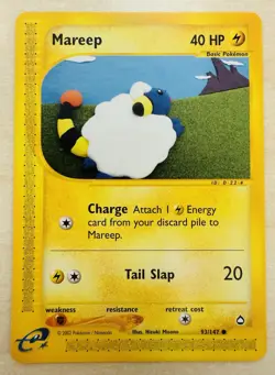 Mareep 93/147 - Aquapolis Common Ereader 2002 Pokemon TCG Card [LP/NM] - Image 1