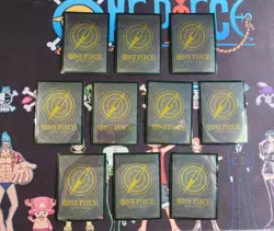 ONE PIECE TCG Official Card Sleeves Std Black / Gold Blk Bordr PACK OF 10 UNUSED - Image 1