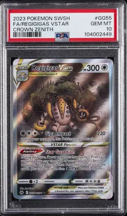 2023 POKEMON SWORD & SHIELD CROWN ZENITH #GG55 FULL ART/REGIGIGAS VSTAR PSA 10 - Image 1