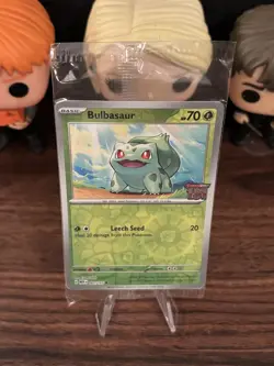Pokemon TCG Bulbasaur 001/165 Best Buy Promo S&V 151 Reverse Holo Sealed Package - Image 2