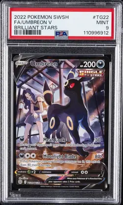 2022 POKEMON SWORD & SHIELD BRILLIANT STARS #TG22 FULL ART/UMBREON V PSA 9 - Image 1
