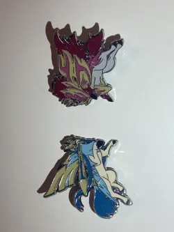 Shiny Zacian and Zamazenta - Pokemon TCG Enamel Pins Crown Zenith Official - Image 1