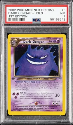 2002 POKEMON NEO DESTINY 1ST ED #6 DARK GENGAR-HOLO PSA 7 - Image 1