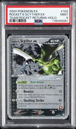 2004 POKEMON EX TEAM ROCKET RETURNS #102 ROCKET'S SCYTHER EX-HOLO PSA 9 - Image 1