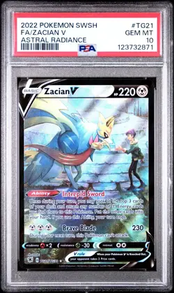 PSA 10 POKEMON SWORD & SHIELD ASTRAL RADIANCE #TG21 FULL ART/ZACIAN V - Image 1