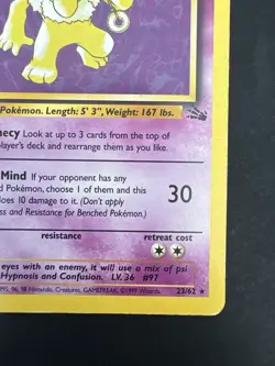 Pokemon TCG Hypno Fossil Non Holo Rare 23/62 Vintage WotC - Image 4