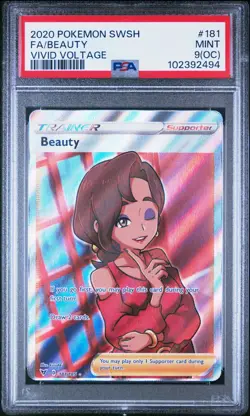 PSA 9 OC BEAUTY 181 TRAINER VIVID VOLTAGE SWORD & SHIELD POKEMON MINT - Image 1