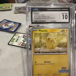 CGC 10 Pikachu Black Star Promo 214 Illustration Contest 2024 Pokemon TCG - Image 4