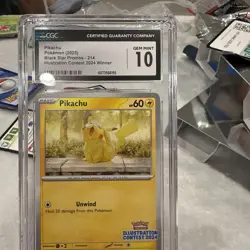 CGC 10 Pikachu Black Star Promo 214 Illustration Contest 2024 Pokemon TCG - Image 5