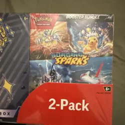 POKEMON SURGING SPARKS ETB TRADING CARD + Booster Bundle SCARLET 2-PACK SEALED - Image 2