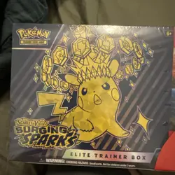 POKEMON SURGING SPARKS ETB TRADING CARD + Booster Bundle SCARLET 2-PACK SEALED - Image 3
