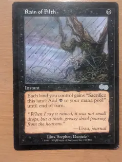 MTG Rain of Filth URZA'S SAGA NM BLACK UNCOMMON Magic the Gathering - Image 1