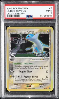 2005 POKEMON EX DELTA SPECIES #9 LATIOS-REVERSE FOIL PSA 9 - Image 1