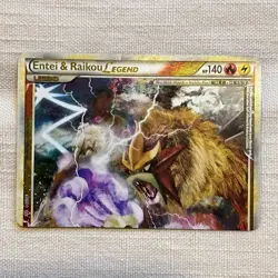 Pokemon Entei & Raikou Legend (top) 90/95 HGSS Unleashed Holo Near Mint - Image 1