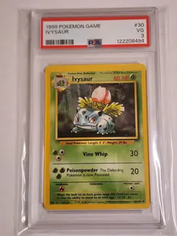 Pokemon Ivysaur 30/102 Base Set (Unlimited) PSA 3 - Image 1